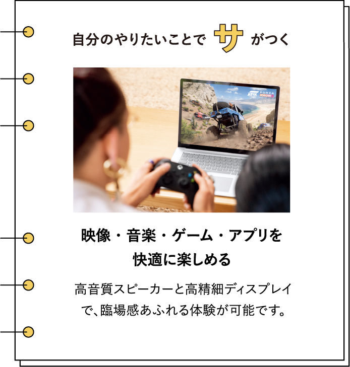 �����̂�肽�����ƂŃT�����@�f���E���y�E�Q�[���E�A�v�������K�Ɋy���߂�@�������X�s�[�J�[�ƍ����׃f�B�X�v���C�ŁA�Տꊴ���ӂ��̌����\�ł��B