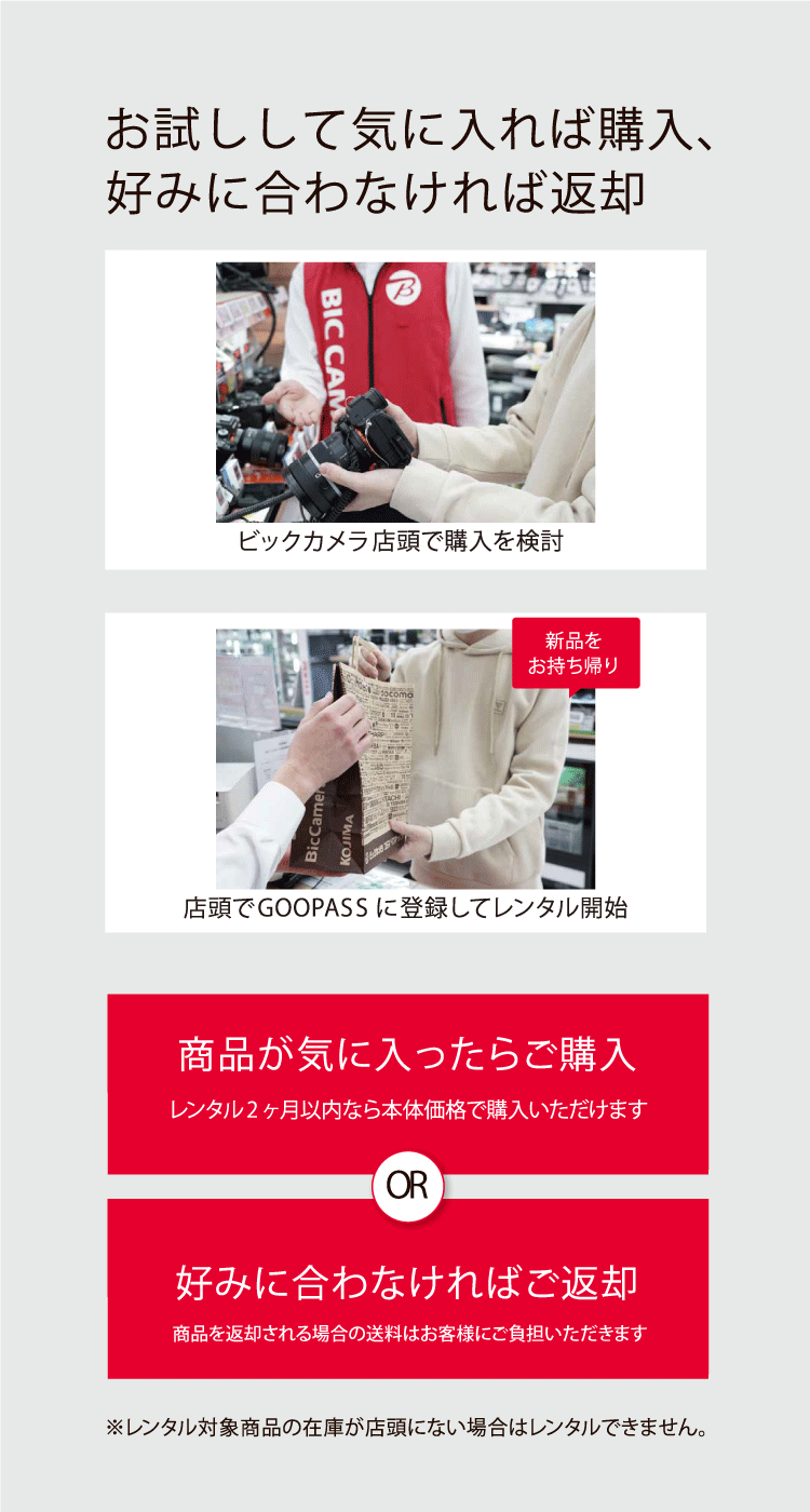 ビックカメラ店舗で人気のカメラをレンタルできます | ビックSUPERサービス