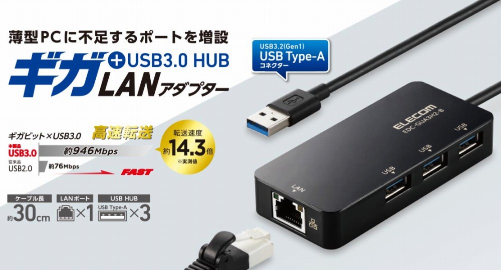 USB3.2 �M�K�r�b�gLAN�A�_�v�^�[