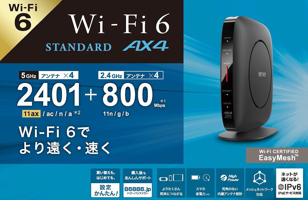 Wi-Fi 6 対応ルーター スタンダードモデル