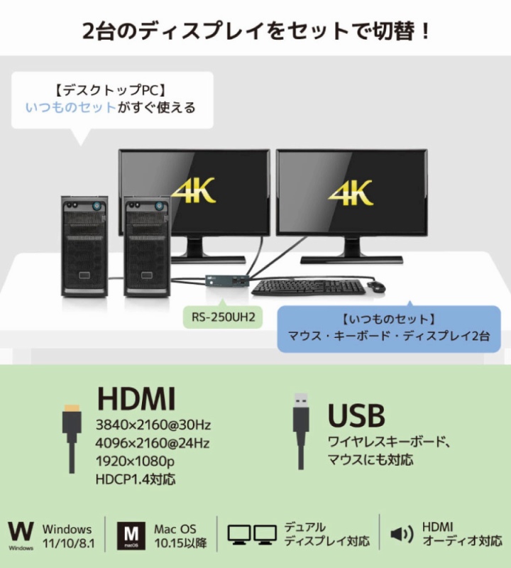 2��̃f�B�X�v���C���Z�b�g�Őؑ�