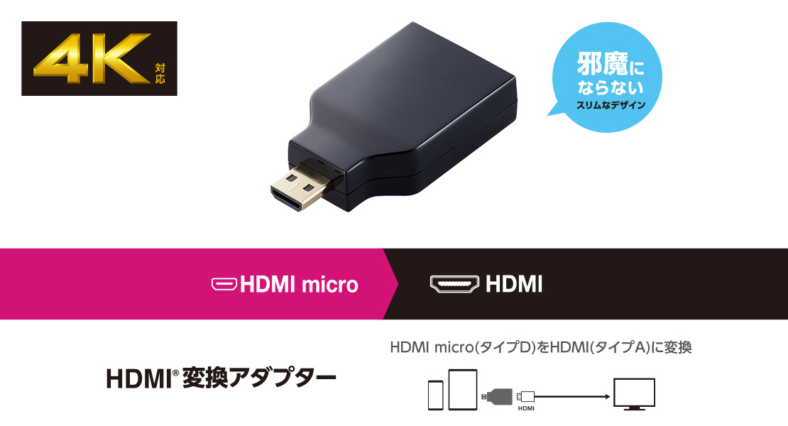 HDMI �ϊ��A�_�v�^ 4K 60P �X�����R�l�N�^�[ RoHS�w�ߏ��� �u���b�N �u���b�N AD-HDADS3BK