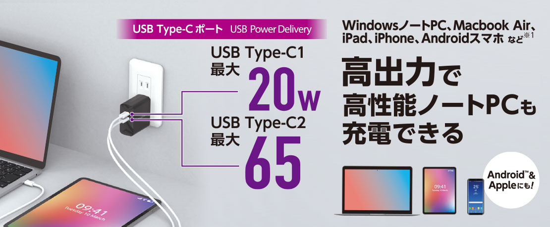 USB Type-C�|�[�g�P�Ǝg�p���A�@��ɉ����ďo�͂����L����