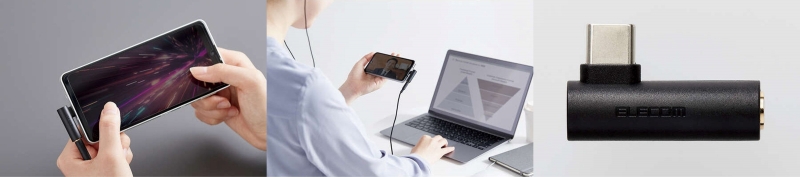 USB Type-C�|�[�g��3.5mm�X�e���I�~�j�W���b�N�ɕϊ����鉹���ϊ��A�_�v�^�[
