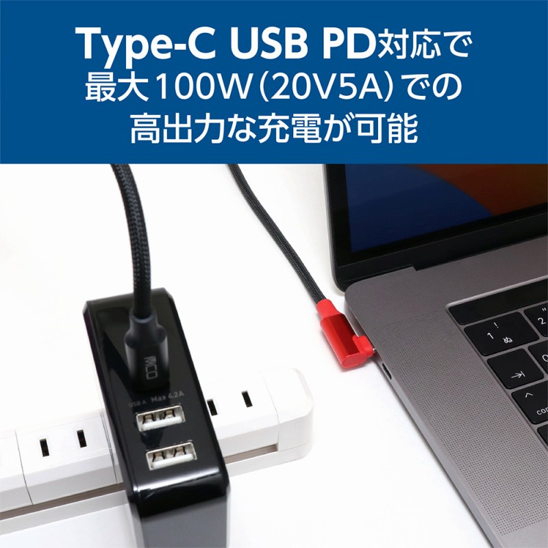Type-C USB PD�Ή��ōő� 100W (20V5A) �ł̍��o�͂ȏ[�d���\