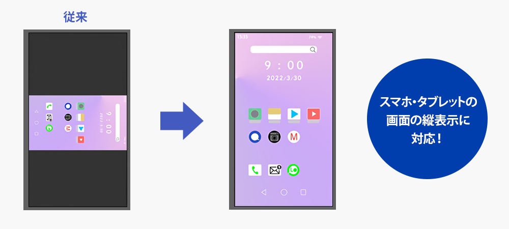 �X�}�z�̏c�\���ɂ��Ή��I