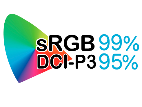 sRGB99%, DCI-P3 95%