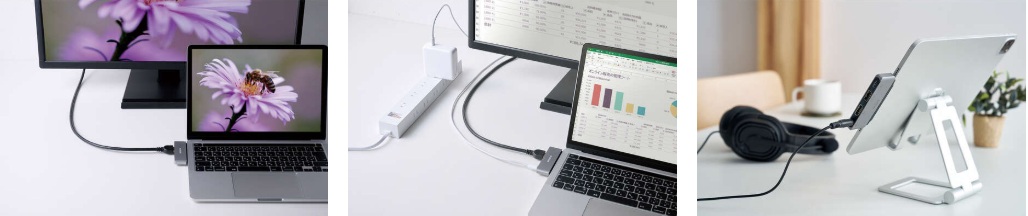 USB Type-C�|�[�g�ɒ��ڐڑ����AUSB�@���HDMI�f�B�X�v���C��ڑ��ł���h�b�L���O�X�e�[�V����