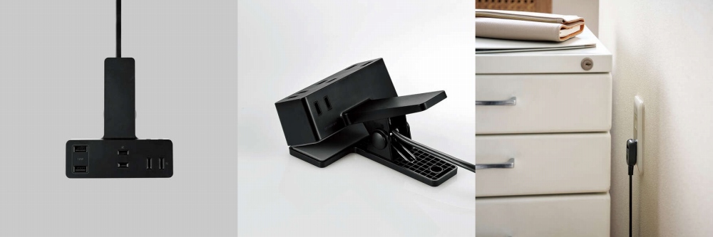 ���Ȃǂɋ���Ŏg����N���b�v�@�\�𓋍ڂ���USB-A�|�[�g�t���d���^�b�v