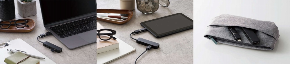  USB-A�|�[�g�ɂ�USB Type-C�|�[�g�ɂ��ڑ��ł���ϊ��A�_�v�^�[�t��USB�n�u