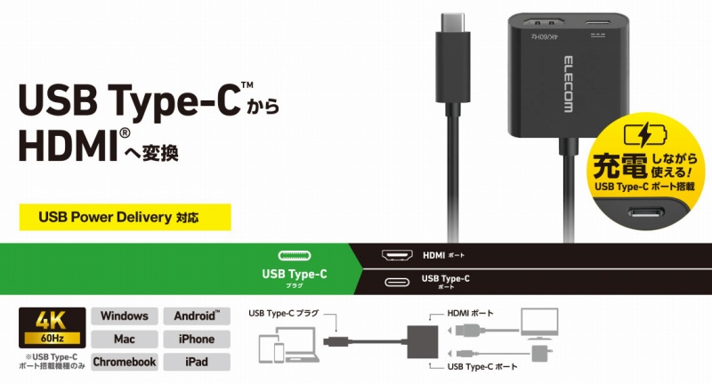 HDMI&reg;�R�l�N�^�[���ڂ̃f�B�X�v���C�Ȃǂɉf�����o�͂ł���ϊ��A�_�v�^�[