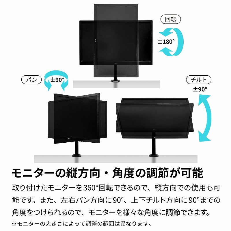 ���j�^�[�̏c�����E�p�x�̒��߂��\