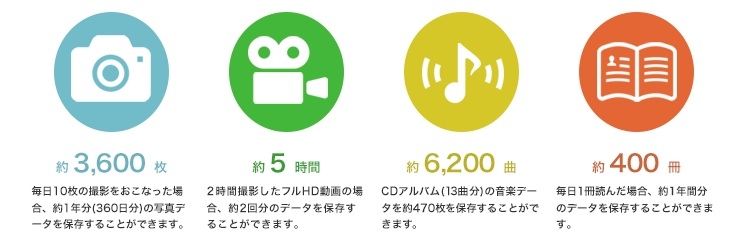 �ۑ��ł���e��f�[�^�̖ڈ� (32GB�̏ꍇ)