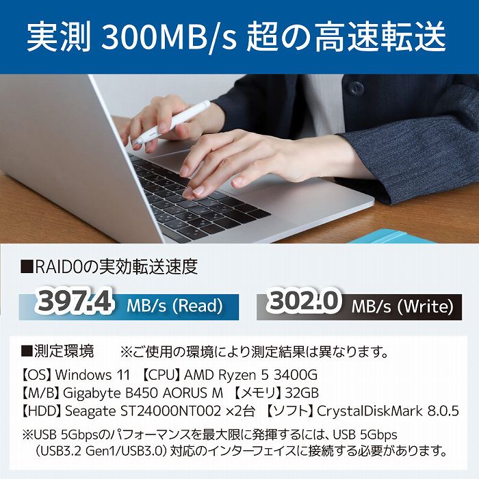 RAID0�Ŏ���300MB/s���̍����]��