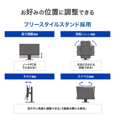 ���D�݂̈ʒu�ɒ����ł���t���[�X�^�C���X�^���h�̗p