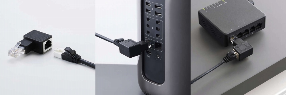 �������ɃP�[�u�����o�����Ƃ��ł���RJ45 L���ϊ��R�l�N�^�[