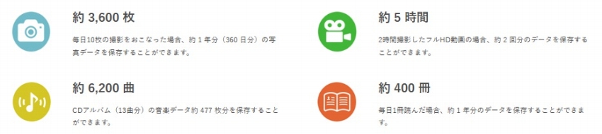 �ۑ��ł���e��f�[�^�̖ڈ� (32GB�̏ꍇ)