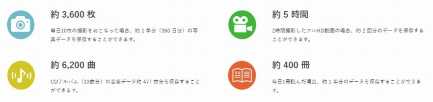 �ۑ��ł���e��f�[�^�̖ڈ� (256GB�̏ꍇ)