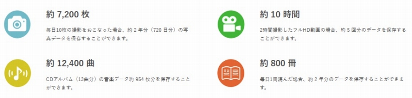 �ۑ��ł���e��f�[�^�̖ڈ� (256GB�̏ꍇ)
