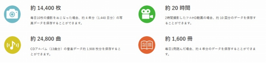 �ۑ��ł���e��f�[�^�̖ڈ� (256GB�̏ꍇ)