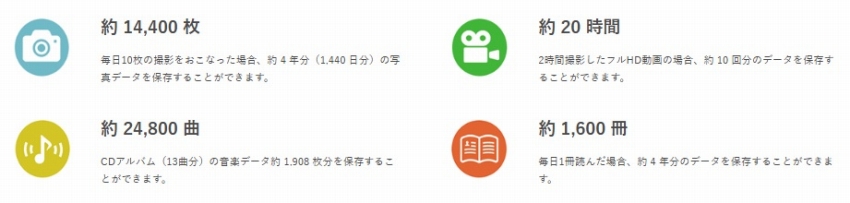 �ۑ��ł���e��f�[�^�̖ڈ� (256GB�̏ꍇ)