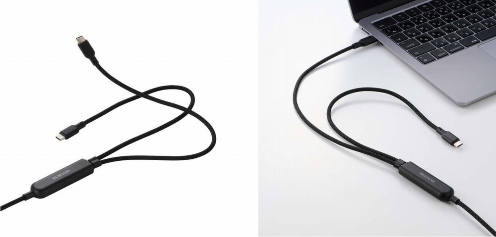 USB Type-C�|�[�g���ڂ̃p�\�R����X�}�z�֏[�d��f�[�^�]�����ł���USB Type-C�P�[�u��