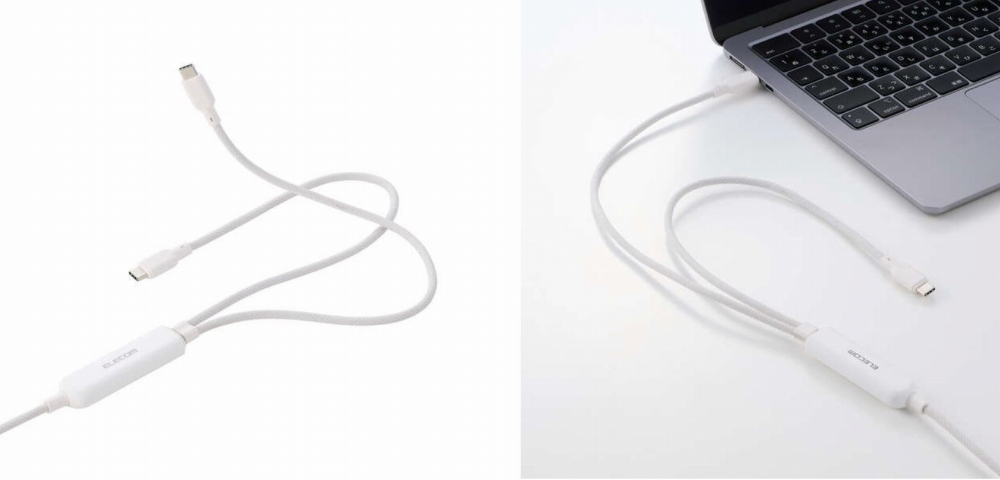 USB Type-C�|�[�g���ڂ̃p�\�R����X�}�z�֏[�d��f�[�^�]�����ł���USB Type-C�P�[�u��