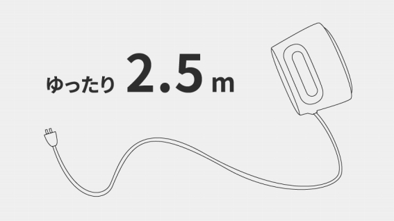 ��2.5 m�̃����O�R�[�h�Ŏg���₷���B