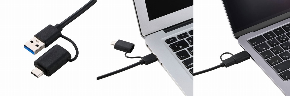 USB-A�v���O��USB Type-C�v���O�ɕϊ�����A�_�v�^�[�t��