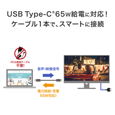 �y�A�C�E�I�[�E�f�[�^ GigaCrysta 27�^ /WQHD(2560&times;1440�j�zUSB Type-C&reg;65W���d�ɑΉ��I�P�[�u��1�{�ŁA�X�}�[�g�ɐڑ�