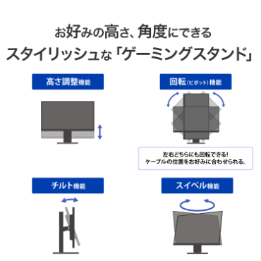 �y�A�C�E�I�[�E�f�[�^ GigaCrysta 27�^ /WQHD(2560&times;1440�j�z���D�݂̍����A�p�x�ɂł���X�^�C���b�V���ȁu�Q�[�~���O�X�^���h�v