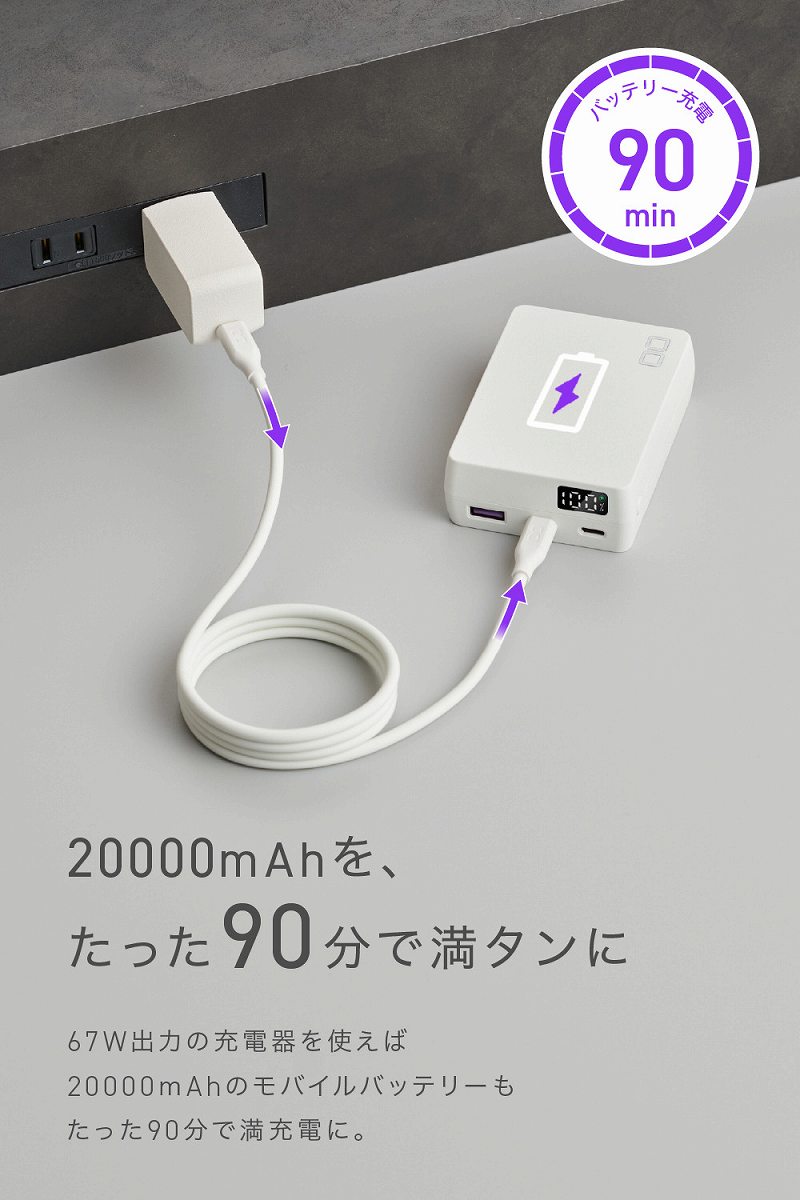 20000mAh���A ������90���Ŗ��^����