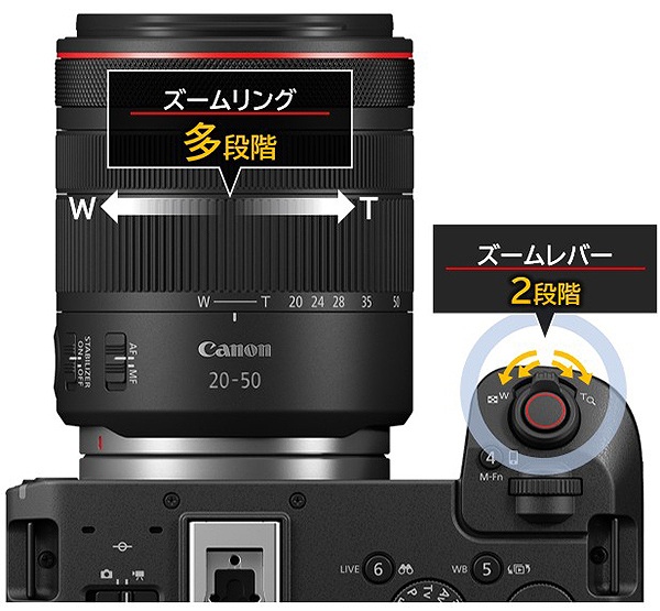 �y�L���m��RF RF20-50mm F4 L IS USM PZ�z�����Y�����O�ƃY�[�����o�[�ɈقȂ�Y�[���X�s�[�h��ݒ�\