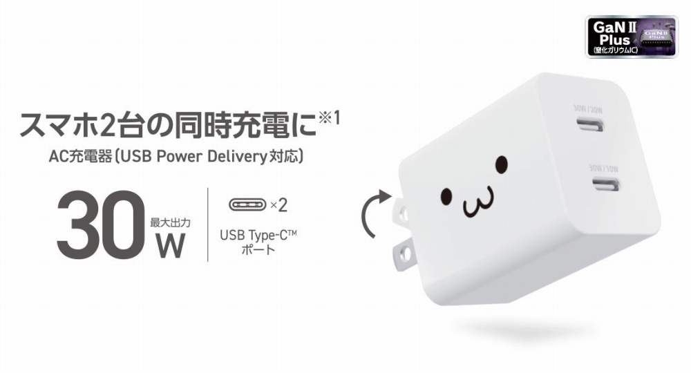USB Type-C2�|�[�g���ځA�X�}�[�g�t�H��2�䓯���[�d�ł���AC�[�d��