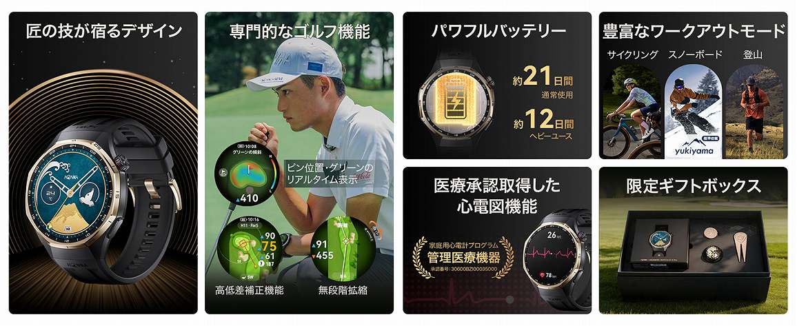 HONMA &times; HUAWEI WATCH GT 6 Pro �@�\�ꗗ