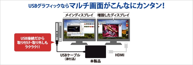 USB�ڑ��ŊȒP�}���`�f�B�X�v���C�I