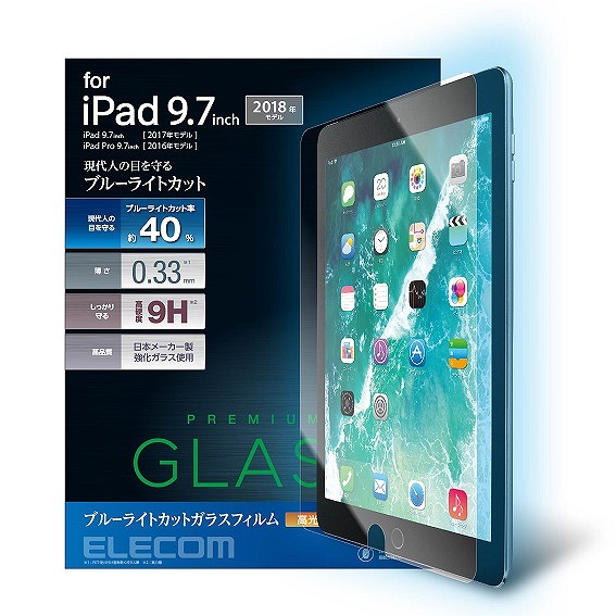 9.7�C���` iPad 2018�N���f���p �ی�t�B���� �K���X