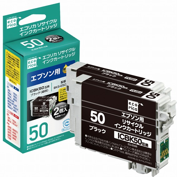 �v�����^�[�C���N �݊��v�����^�[�C���N �G�R���J�@ecorica  BKS-E50B-2P ���T�C�N���C���N�J�[�g���b�W�y�G�v�\���p�@ ICBK50 x 2�݊��z ��