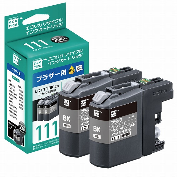 �v�����^�[�C���N�E�g�i�[�J�[�g���b�W �v�����^�[�C���N �݊��v�����^�[�C���N �G�R���J�@ecorica  BKS-BR111B-2P ���T�C�N���C���N�J�[�g���b�W�y�u���U�[�p�@ LC111BK-2PK�݊��z ��