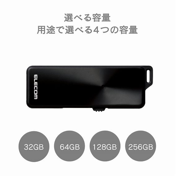 �G���R���@ELECOM  MF-BHU3064GBK USB������ MF-BHU3BK�V���[�Y �u���b�N [64GB /USB3.1 /USB TypeA /�X���C�h��]