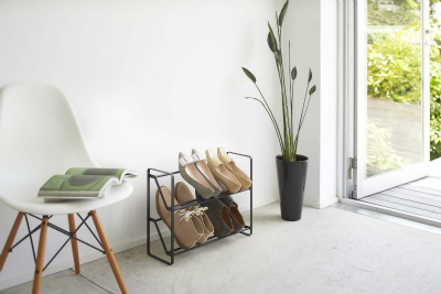 �X�����V���[�Y���b�N�@�t���[��2�i�@�u���b�N(Slim Shoes Rack Frame 2 Shelves BK) �u���b�N 02390