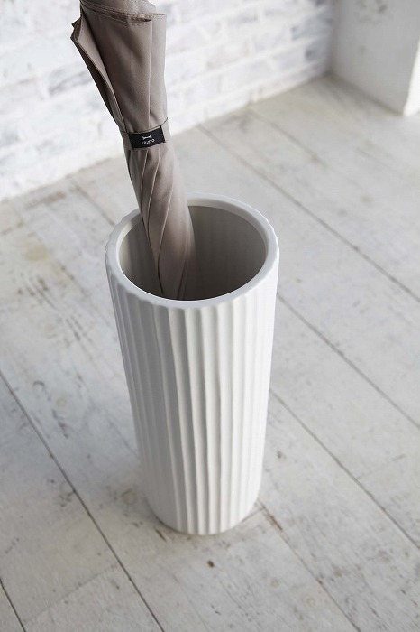 07910 ����P���ăX�����X�g���C�v(Pottery UmBRella Stand Slim Stripe WH) �z���C�g