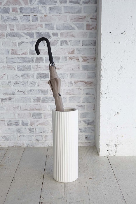 07910 ����P���ăX�����X�g���C�v(Pottery UmBRella Stand Slim Stripe WH) �z���C�g