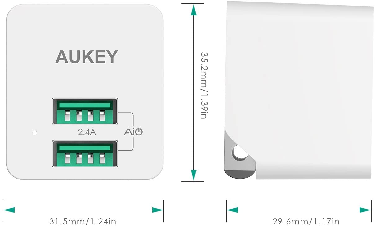 AUKEY(I[L[) USB[d Minima Duo 12W [USB-A 2|[g] zCg AUKEYiI[L[j White PA-U32-WT