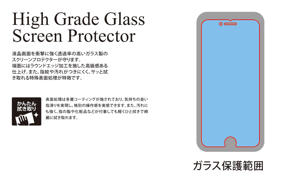 iPhone SEi2j 8 / 7 / 6s /6 KXtB High Grade Glass Screen Protector for iPhone SEi2j ڂɗD @mFς ͋z^Cv DG-IP9B3F DG-IP9B3F