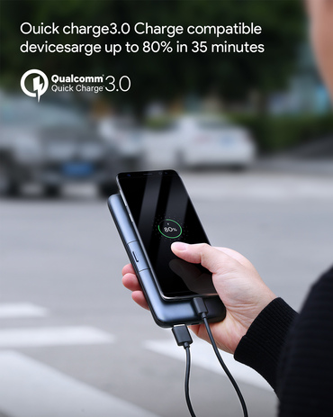 AUKEY �I�b�L�[ 10000mAh ���C�����X�@�\�t�� �܂肽���݃X�^���h PB-WL02-BK Power Delivery�K�i