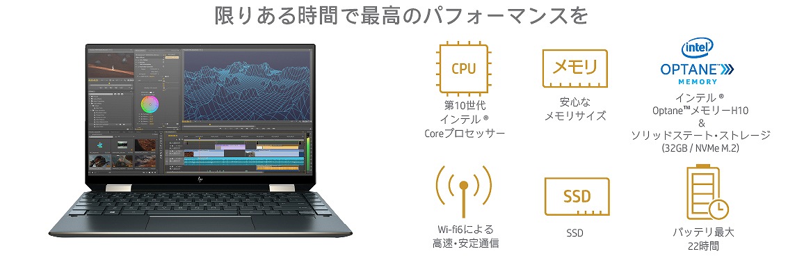 HP　エイチピー  1A936PA-AAAA HP Spectre x360 13-aw0237TU HP Spectre x360 13-aw0237TU(コンバーチブル型) ポセイドンブルー [13.3型 /intel Core i5 /SSD：512GB /メモリ：8GB /2020年6月モデル]