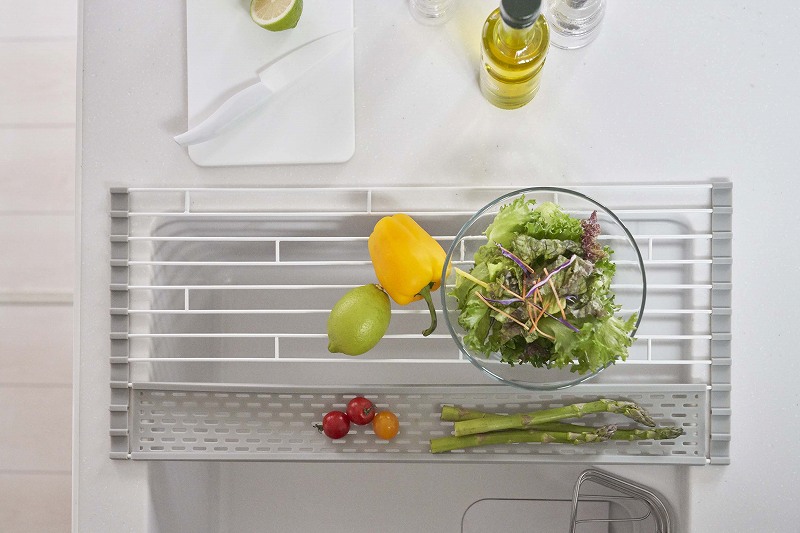 �܂��ݐ��؂�@�v���[�g�@�V���R�[���g���[�t���@�k�@�z���C�g(Folding Drainer With Silicone Tray L) �z���C�g 5056