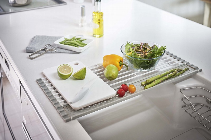 �܂��ݐ��؂�@�v���[�g�@�V���R�[���g���[�t���@�k�@�z���C�g(Folding Drainer With Silicone Tray L) �z���C�g 5056