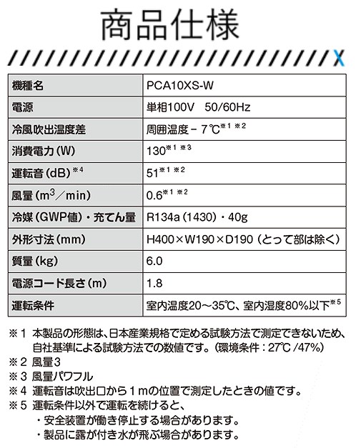 PCA10XS �_�C�L���@�R���p�N�g�G�A�R���@�C���e���A�@�y�������^�ѕ֗��@���i�d�l